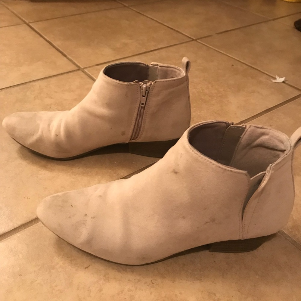 Light stone colored low heel booties